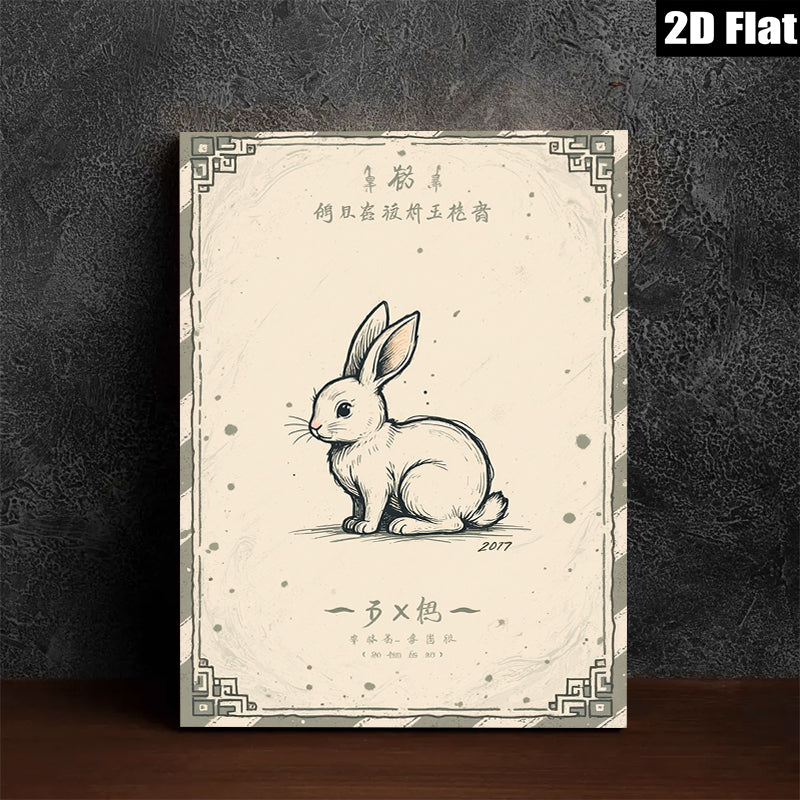 2D flat 1pc charming bunny illustration wall art print for kids room nursery decor farmhouse style living room gallery wrapped canvas modern minimalist aesthetic