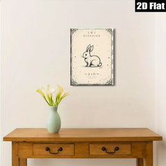 2D flat 1pc charming bunny illustration wall art print for kids room nursery decor farmhouse style living room gallery wrapped canvas modern minimalist aesthetic