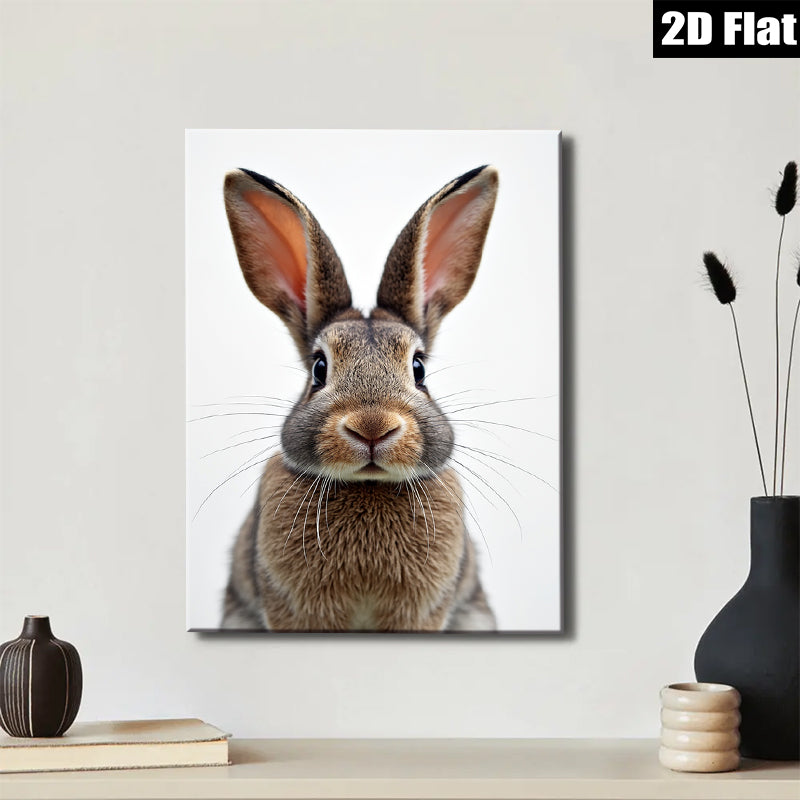 2D flat 1pc charming bunny portrait wildlife art nursery playroom bedroom gallery wall decor farmhouse style modern minimalist