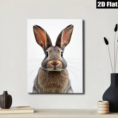 2D flat 1pc charming bunny portrait wildlife art nursery playroom bedroom gallery wall decor farmhouse style modern minimalist