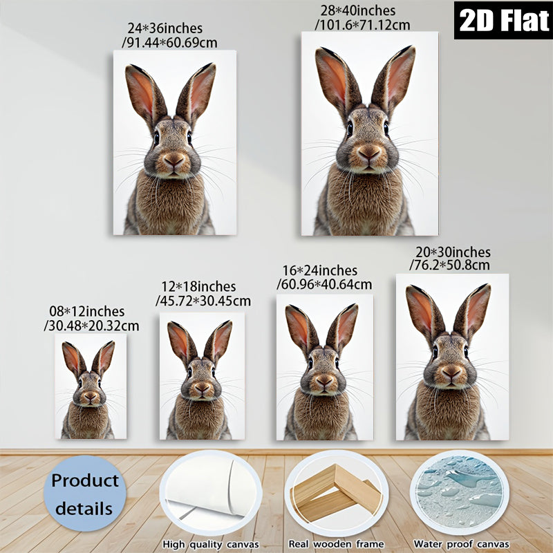 2D flat 1pc charming bunny portrait wildlife art nursery playroom bedroom gallery wall decor farmhouse style modern minimalist