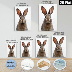 2D flat 1pc charming bunny portrait wildlife art nursery playroom bedroom gallery wall decor farmhouse style modern minimalist