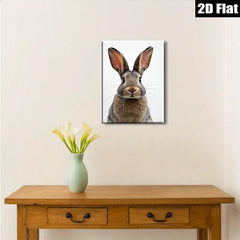2D flat 1pc charming bunny portrait wildlife art nursery playroom bedroom gallery wall decor farmhouse style modern minimalist