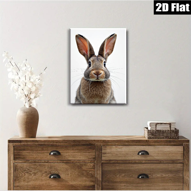 2D flat 1pc charming bunny portrait wildlife art nursery playroom bedroom gallery wall decor farmhouse style modern minimalist