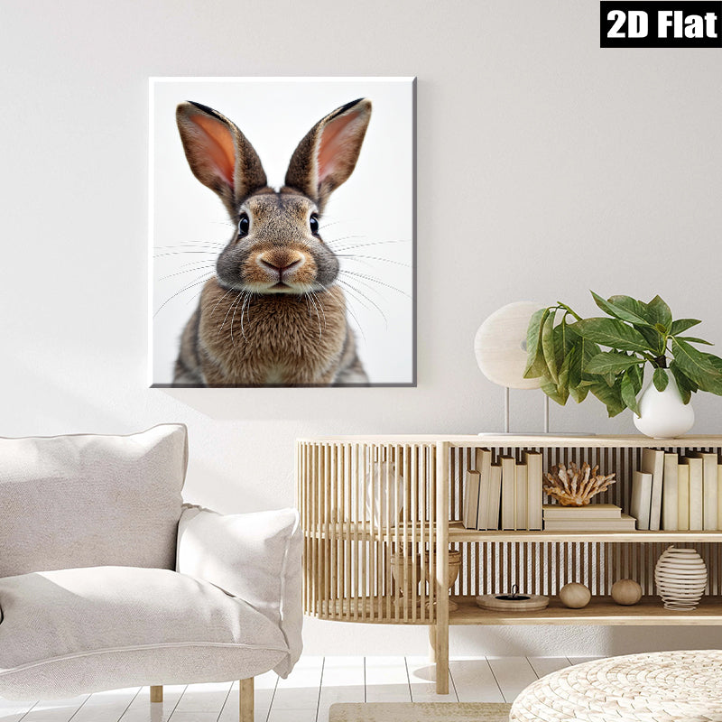 2D flat 1pc charming bunny portrait wildlife art nursery playroom bedroom gallery wall decor farmhouse style modern minimalist