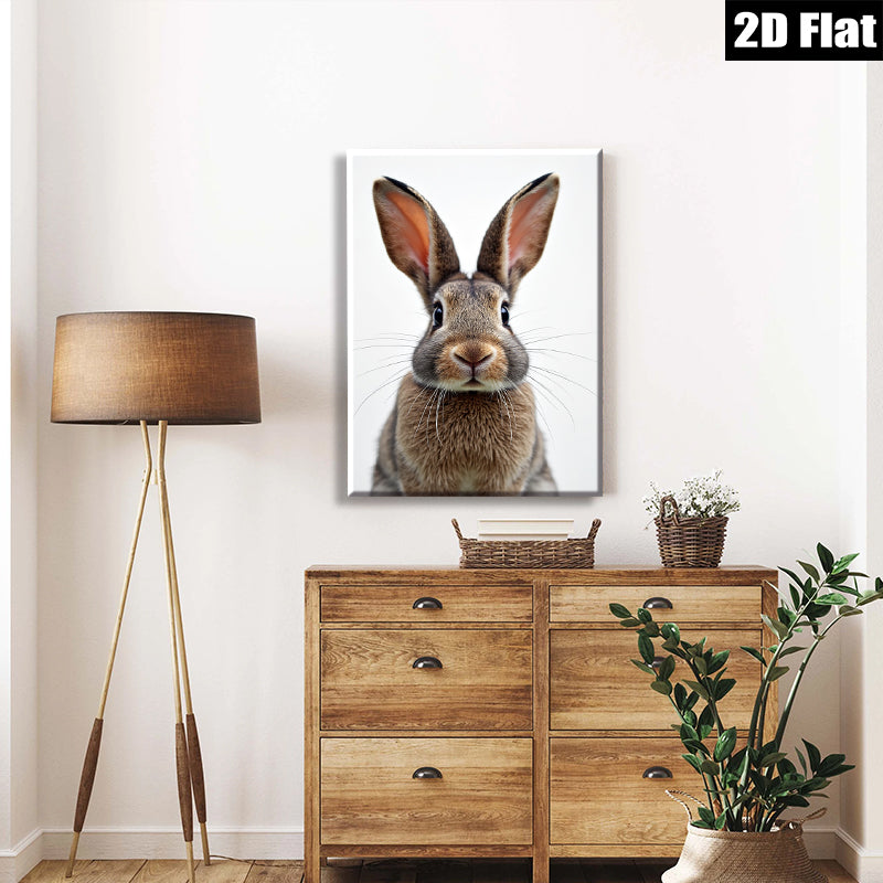2D flat 1pc charming bunny portrait wildlife art nursery playroom bedroom gallery wall decor farmhouse style modern minimalist