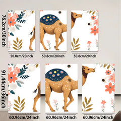 2D flat 1pc charming camel artwork floral background nursery playroom kids room decor wall art prints modern farmhouse style gallery wrapped canvas