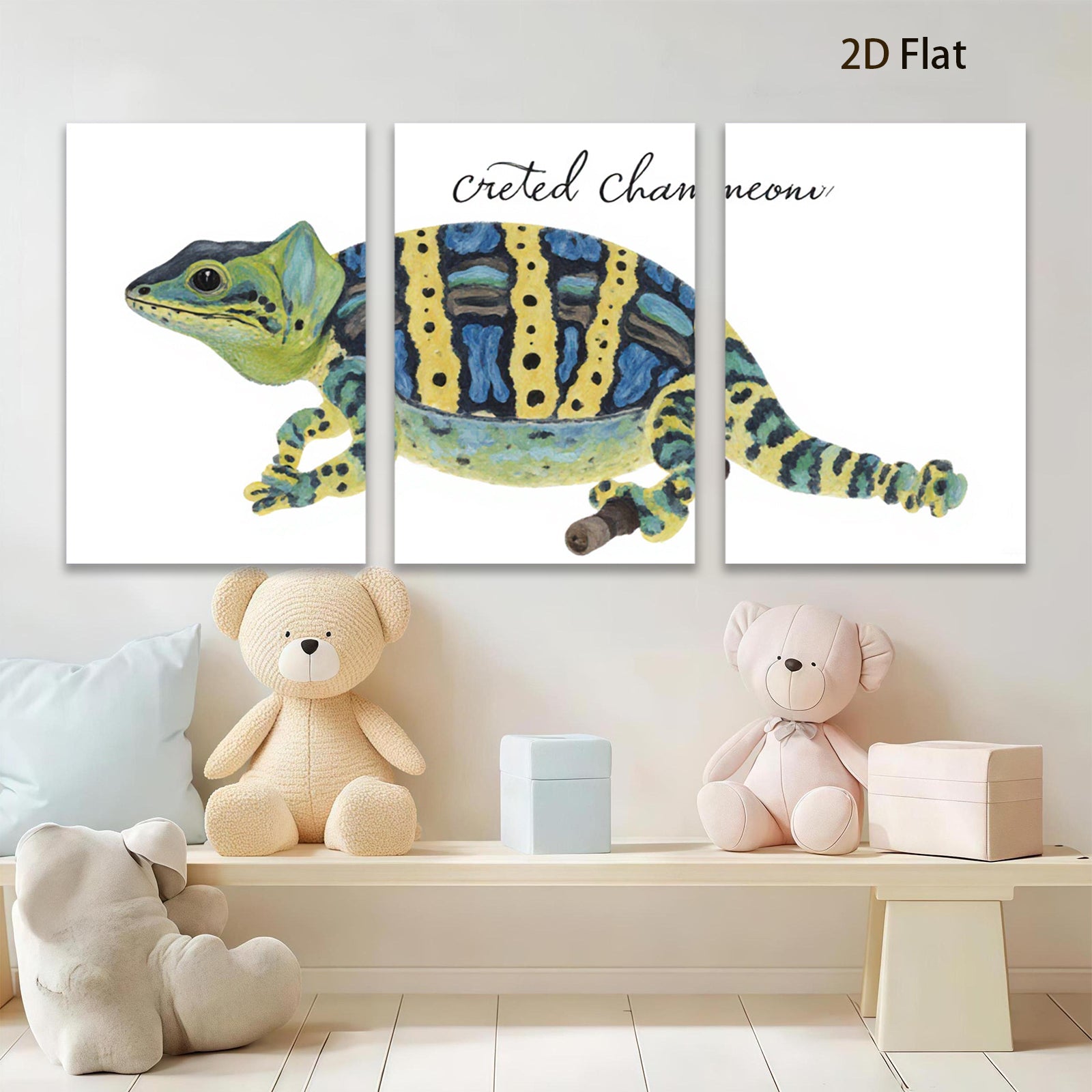 2D flat 1pc charming crested gecko wall art vibrant tropical animal painting canvas prints for bedroom living room decor farmhouse style gallery wrapped