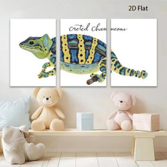 2D flat 1pc charming crested gecko wall art vibrant tropical animal painting canvas prints for bedroom living room decor farmhouse style gallery wrapped