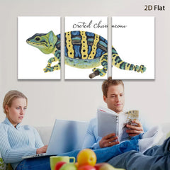 2D flat 1pc charming crested gecko wall art vibrant tropical animal painting canvas prints for bedroom living room decor farmhouse style gallery wrapped