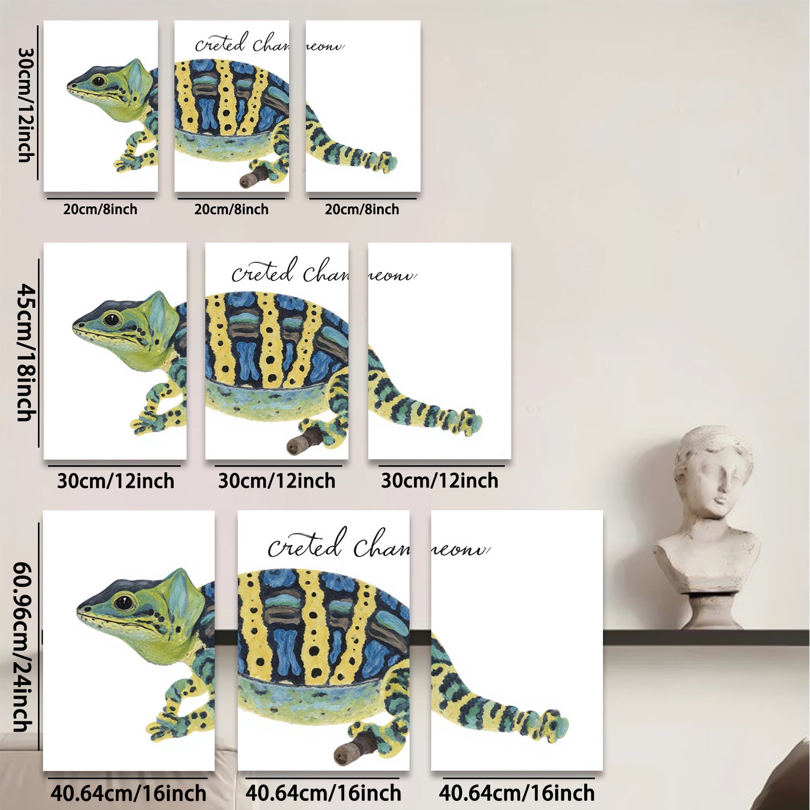 2D flat 1pc charming crested gecko wall art vibrant tropical animal painting canvas prints for bedroom living room decor farmhouse style gallery wrapped