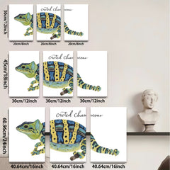 2D flat 1pc charming crested gecko wall art vibrant tropical animal painting canvas prints for bedroom living room decor farmhouse style gallery wrapped
