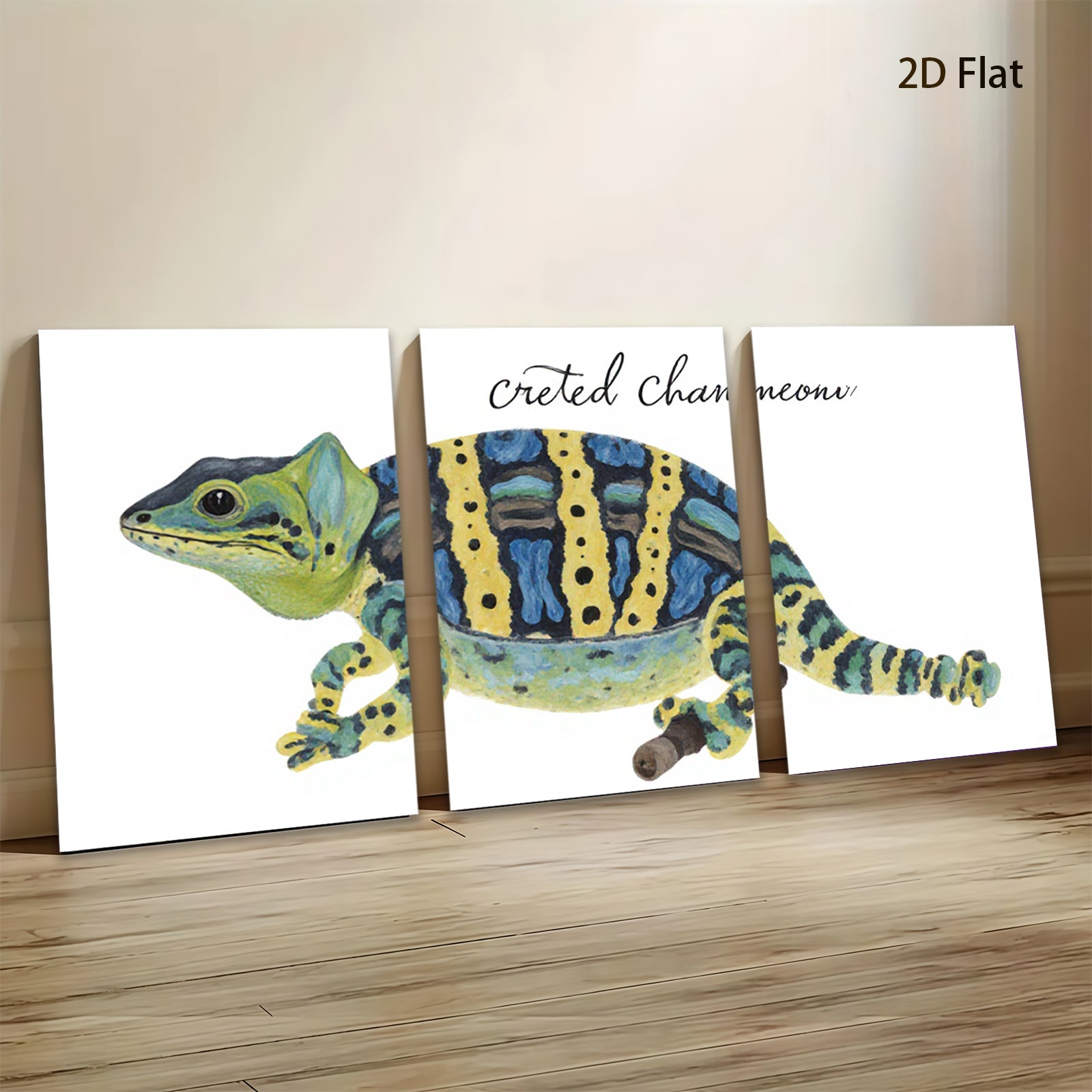 2D flat 1pc charming crested gecko wall art vibrant tropical animal painting canvas prints for bedroom living room decor farmhouse style gallery wrapped
