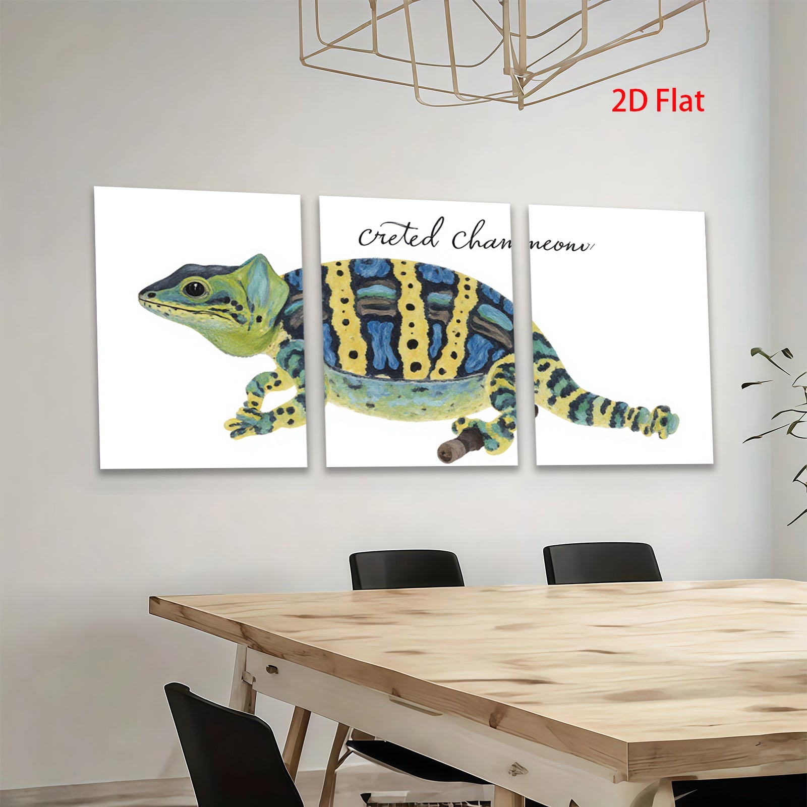 2D flat 1pc charming crested gecko wall art vibrant tropical animal painting canvas prints for bedroom living room decor farmhouse style gallery wrapped