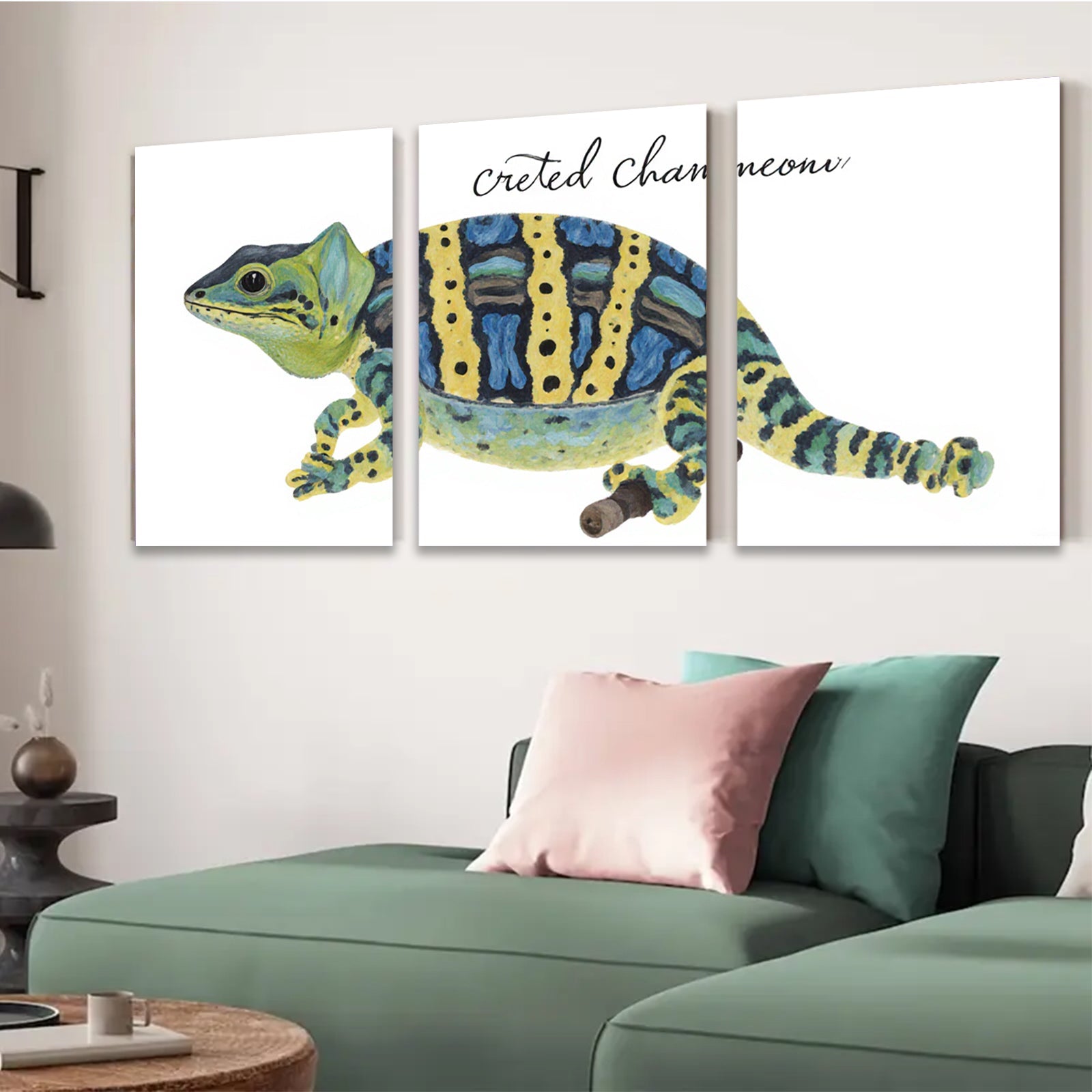 2D flat 1pc charming crested gecko wall art vibrant tropical animal painting canvas prints for bedroom living room decor farmhouse style gallery wrapped
