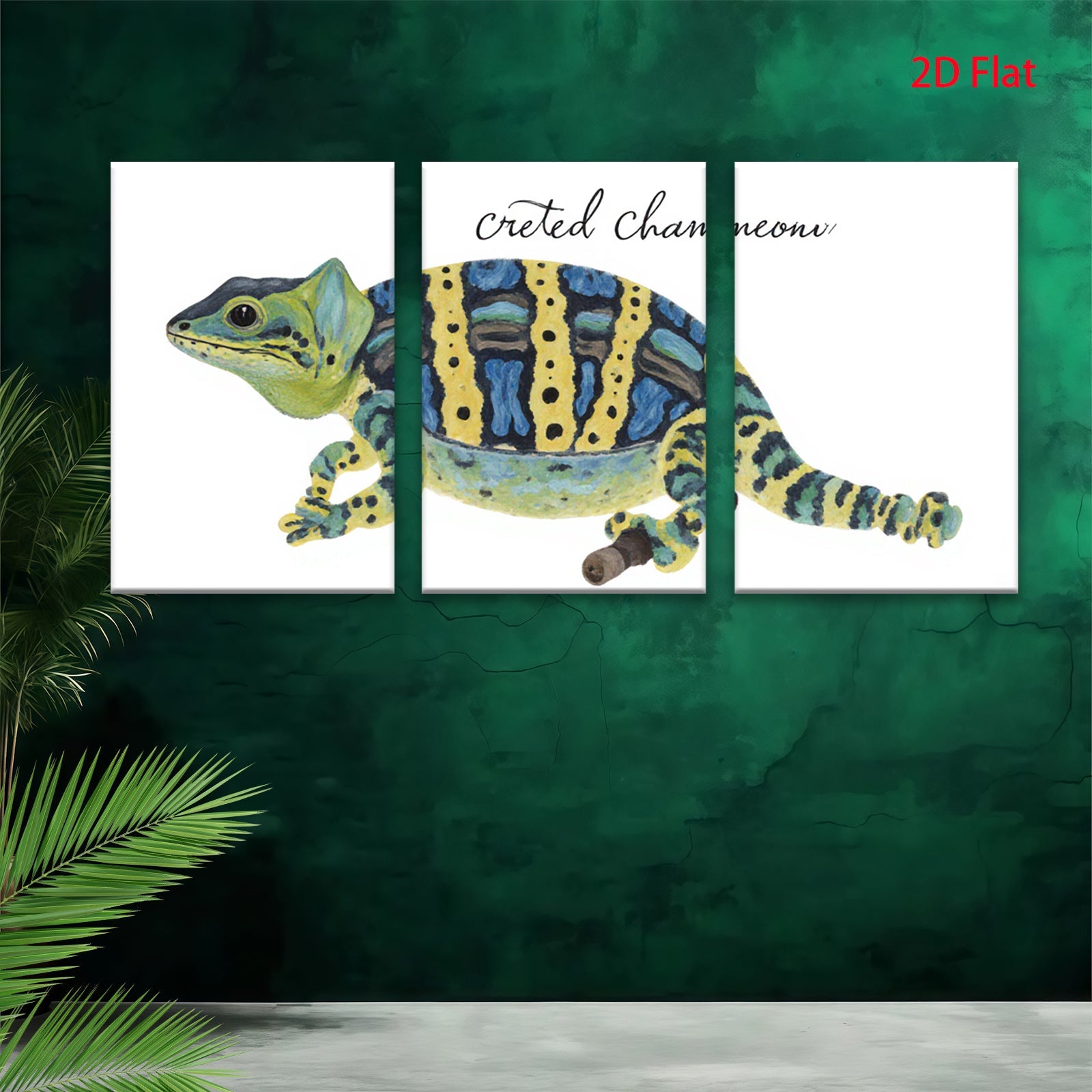 2D flat 1pc charming crested gecko wall art vibrant tropical animal painting canvas prints for bedroom living room decor farmhouse style gallery wrapped