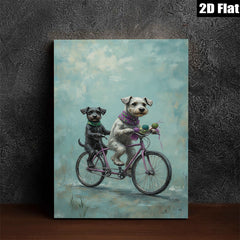 2D flat 1pc charming dogs bicycle ride farmhouse wall art living room bedroom decor gallery wrapped canvas prints cozy home vibes
