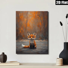 2D flat 1pc charming fox portrait rustic woodland animal art cozy farmhouse living room bedroom gallery wrapped canvas print modern wall decor