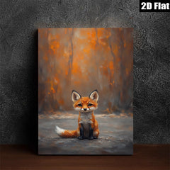 2D flat 1pc charming fox portrait rustic woodland animal art cozy farmhouse living room bedroom gallery wrapped canvas print modern wall decor