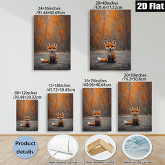 2D flat 1pc charming fox portrait rustic woodland animal art cozy farmhouse living room bedroom gallery wrapped canvas print modern wall decor