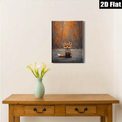 2D flat 1pc charming fox portrait rustic woodland animal art cozy farmhouse living room bedroom gallery wrapped canvas print modern wall decor
