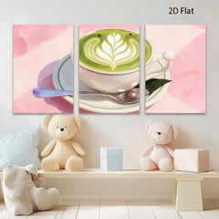2D flat 1pc charming frog latte coffee cup artwork for kitchen dining room cafe wall decor farmhouse style modern minimalist prints