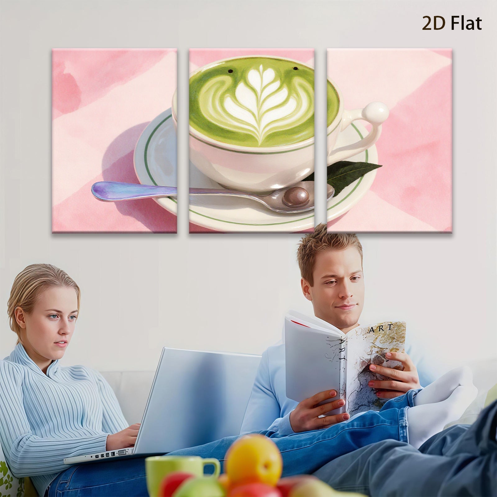 2D flat 1pc charming frog latte coffee cup artwork for kitchen dining room cafe wall decor farmhouse style modern minimalist prints