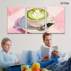 2D flat 1pc charming frog latte coffee cup artwork for kitchen dining room cafe wall decor farmhouse style modern minimalist prints