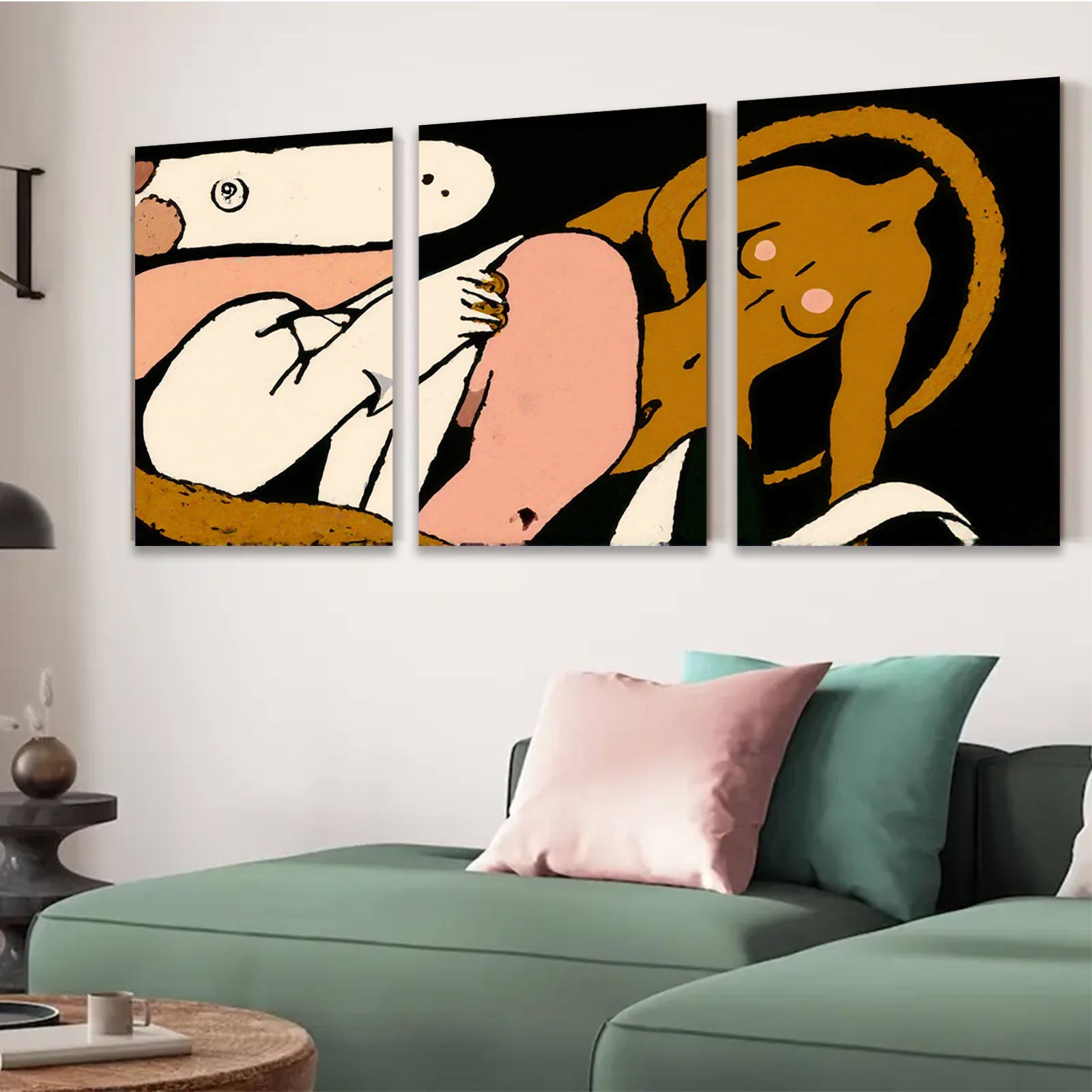 2D flat 1pc charming kitten playful puppy abstract wall art canvas prints bedroom living room decor farmhouse style modern minimalist gallery wrapped