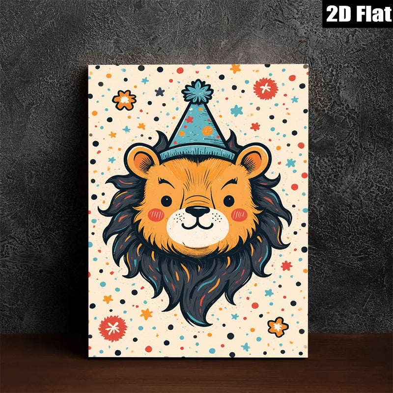 2D flat 1pc charming lion illustration wall art kids room nursery playroom decor gallery wrapped canvas prints modern farmhouse style bedroom living room inspirational gift