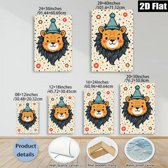 2D flat 1pc charming lion illustration wall art kids room nursery playroom decor gallery wrapped canvas prints modern farmhouse style bedroom living room inspirational gift