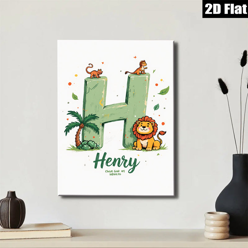 2D flat 1pc charming lion letter artwork nursery kids room wall decor playroom modern farmhouse inspirational gifts bedroom living room canvas prints
