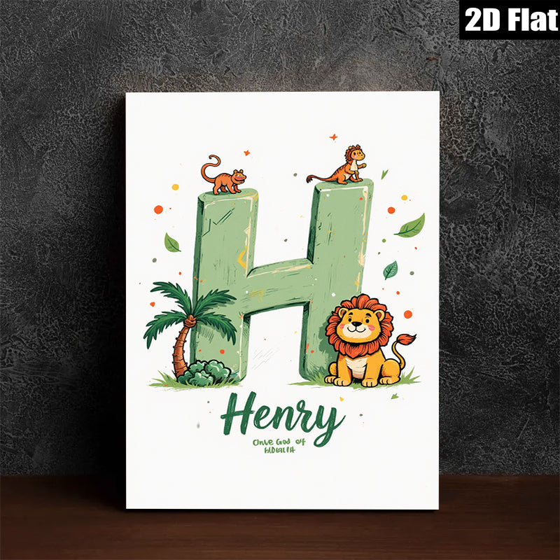 2D flat 1pc charming lion letter artwork nursery kids room wall decor playroom modern farmhouse inspirational gifts bedroom living room canvas prints