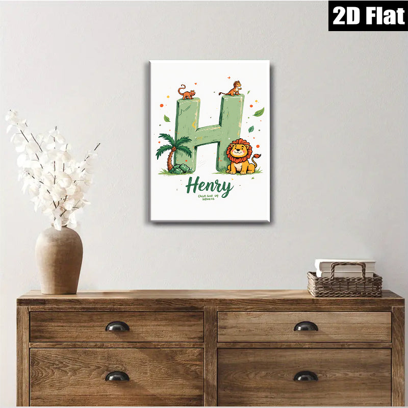 2D flat 1pc charming lion letter artwork nursery kids room wall decor playroom modern farmhouse inspirational gifts bedroom living room canvas prints