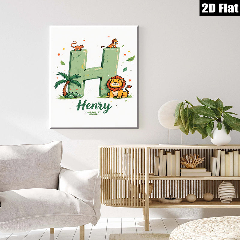 2D flat 1pc charming lion letter artwork nursery kids room wall decor playroom modern farmhouse inspirational gifts bedroom living room canvas prints