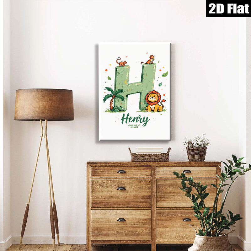2D flat 1pc charming lion letter artwork nursery kids room wall decor playroom modern farmhouse inspirational gifts bedroom living room canvas prints