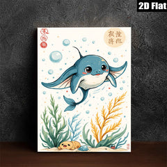 2D flat 1pc charming ocean life playful manta ray wall art kids room nursery decor bedroom living room modern farmhouse style gallery wrapped canvas prints