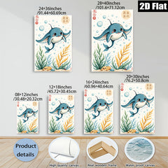 2D flat 1pc charming ocean life playful manta ray wall art kids room nursery decor bedroom living room modern farmhouse style gallery wrapped canvas prints