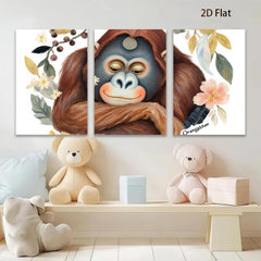 2D flat 1pc charming orangutan portrait botanical wall art bedroom living room decor farmhouse style gallery wrapped canvas prints modern minimalist