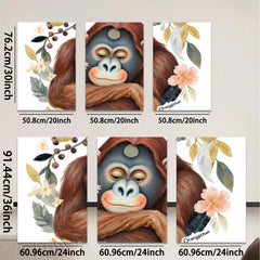2D flat 1pc charming orangutan portrait botanical wall art bedroom living room decor farmhouse style gallery wrapped canvas prints modern minimalist