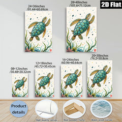 2D flat 1pc charming sea turtle ocean life wall art canvas prints for living room bedroom bathroom decor farmhouse style modern minimalist gallery wrapped