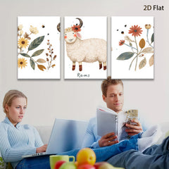 2D flat 1pc charming sheep farmhouse wall art prints botanical decor cozy living room bedroom gallery wrapped canvas modern minimalist style