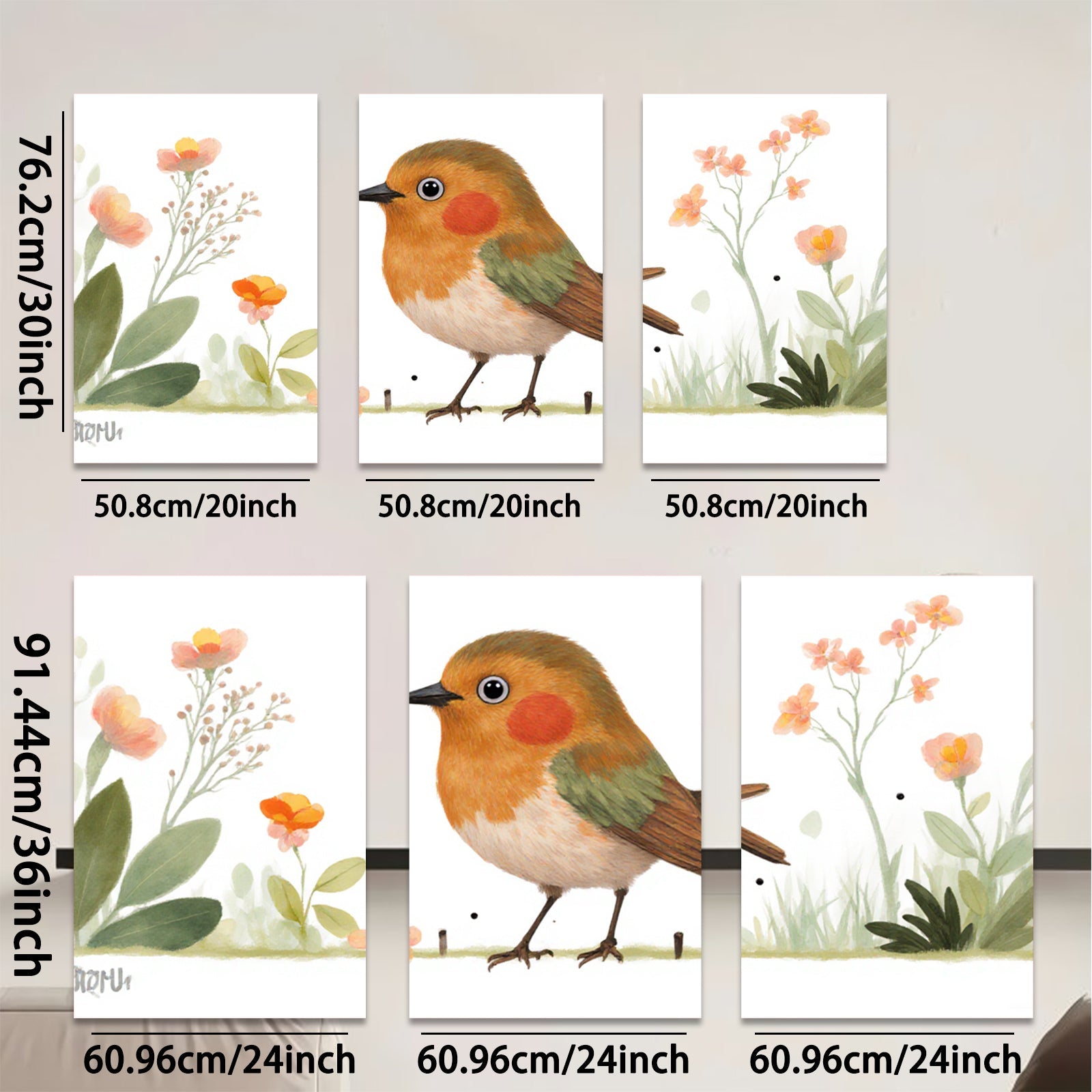 2D flat 1pc charming songbird amid blossoming wildflowers perfect nursery bedroom living room wall decor farmhouse style modern minimalist cozy home aesthetic