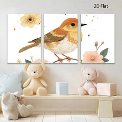 2D flat 1pc charming songbird amidst delicate floral blooms perfect wall art for living room bedroom gallery wrapped canvas farmhouse style modern decor