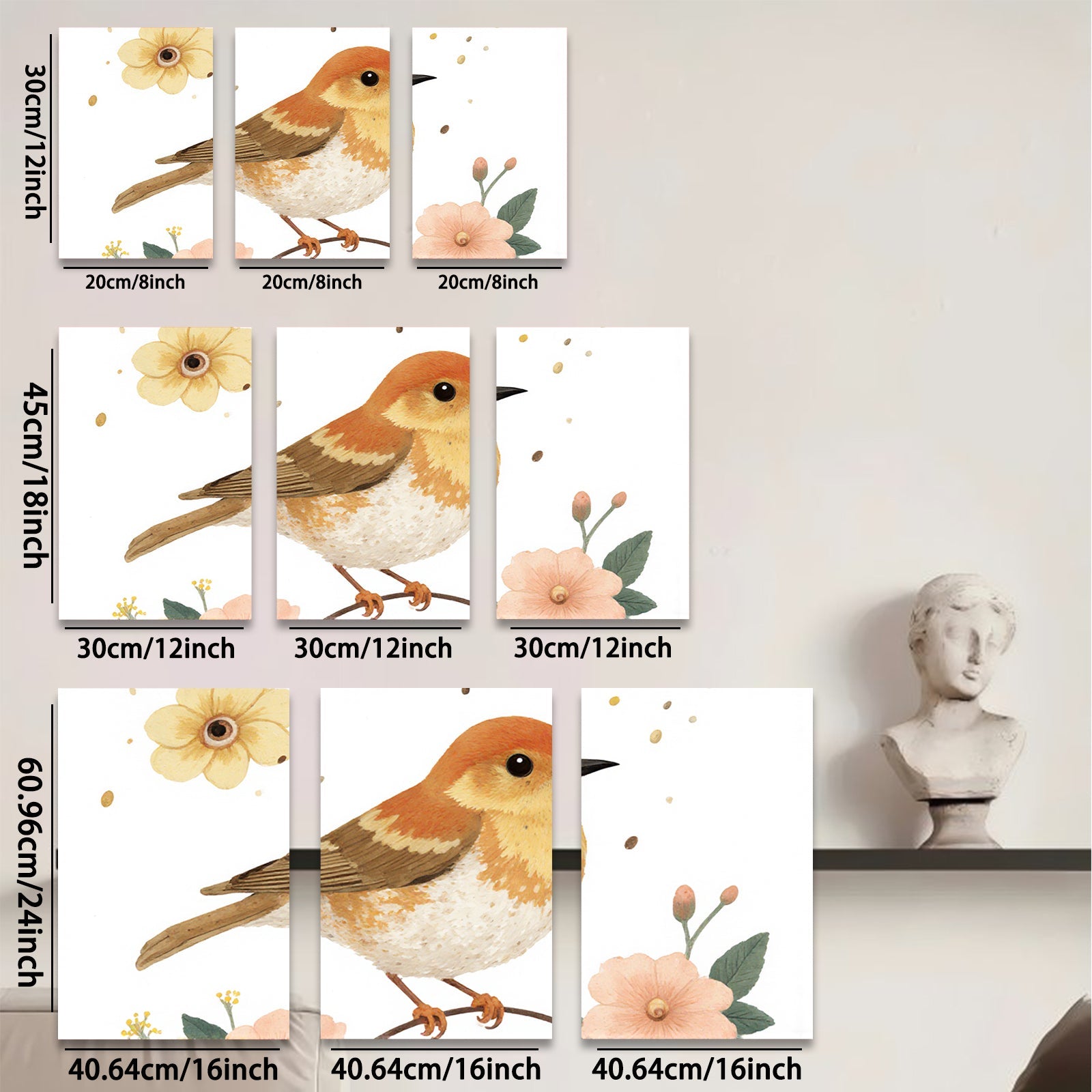 2D flat 1pc charming songbird amidst delicate floral blooms perfect wall art for living room bedroom gallery wrapped canvas farmhouse style modern decor