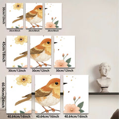 2D flat 1pc charming songbird amidst delicate floral blooms perfect wall art for living room bedroom gallery wrapped canvas farmhouse style modern decor