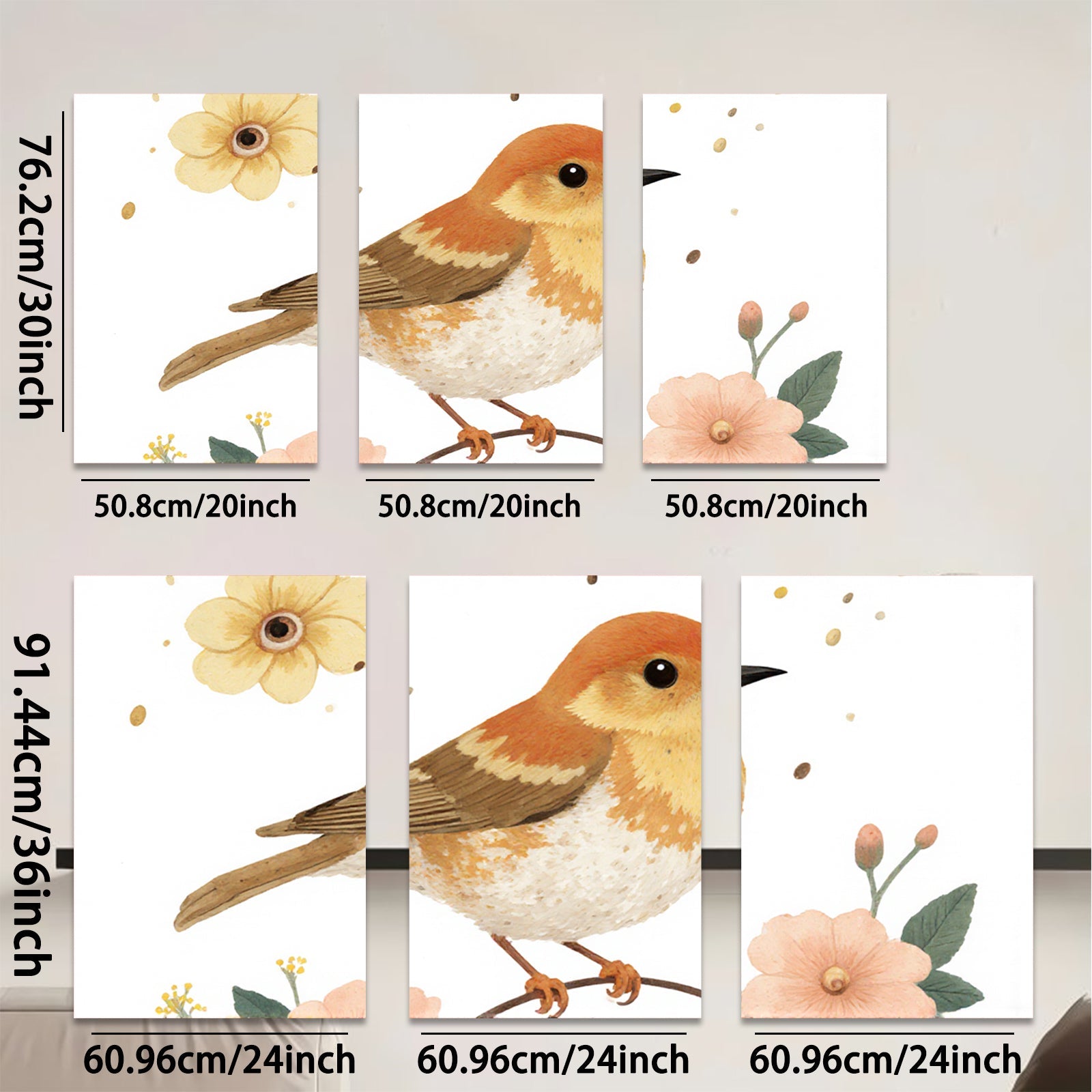 2D flat 1pc charming songbird amidst delicate floral blooms perfect wall art for living room bedroom gallery wrapped canvas farmhouse style modern decor