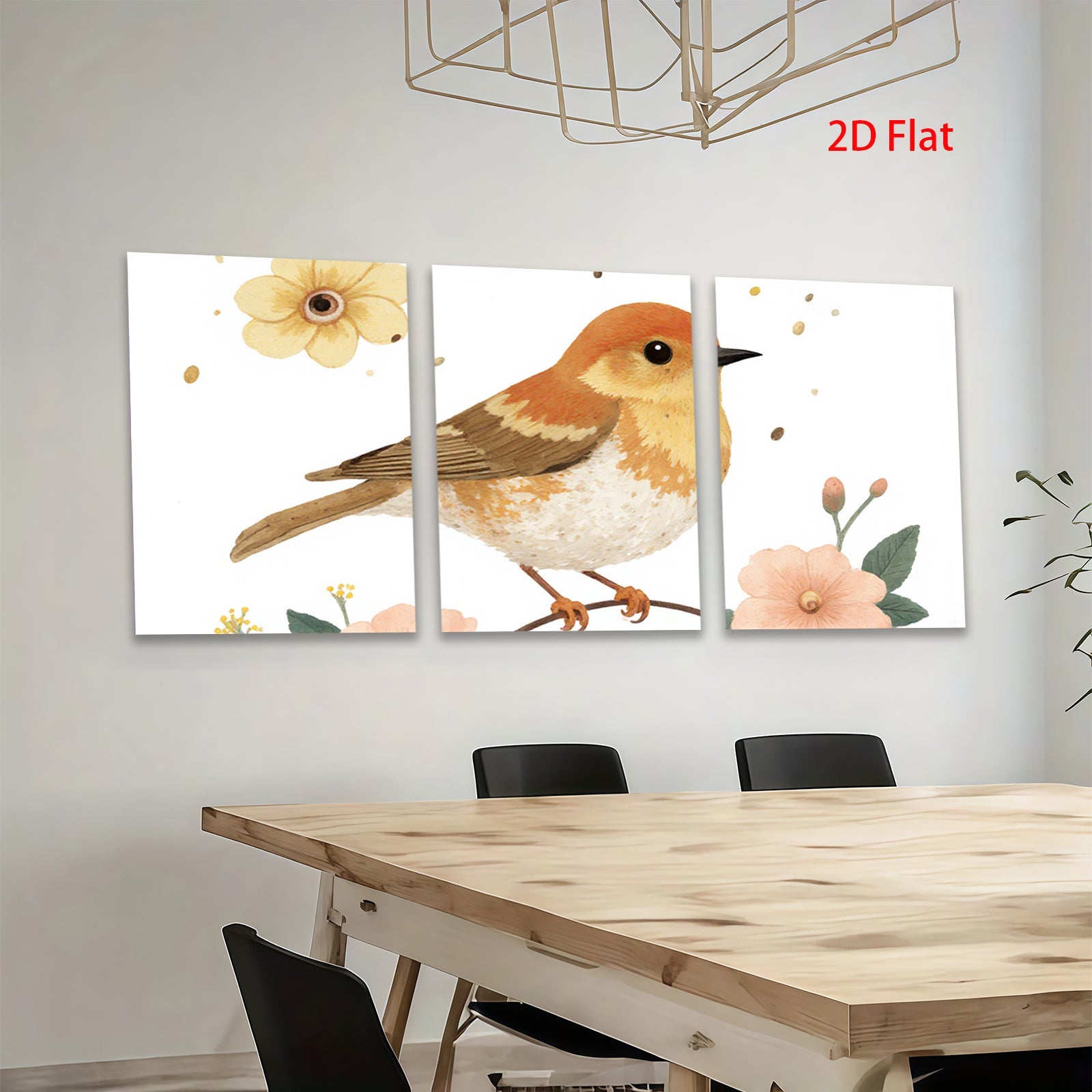 2D flat 1pc charming songbird amidst delicate floral blooms perfect wall art for living room bedroom gallery wrapped canvas farmhouse style modern decor