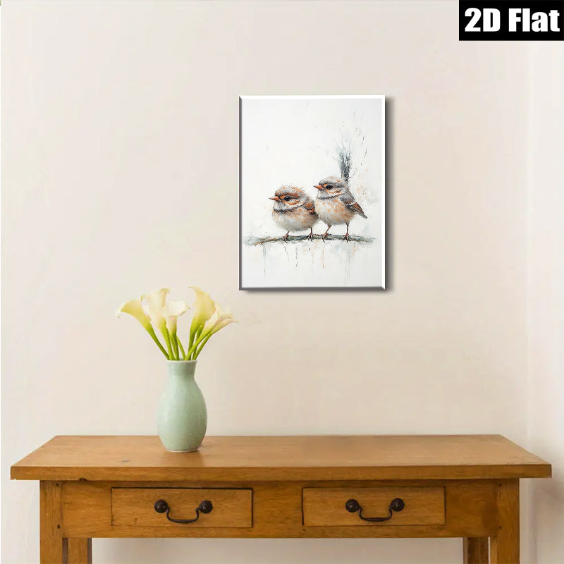 2D flat 1pc charming songbirds perched upon branch delightful wall art for living room bedroom farmhouse decor modern minimalist aesthetic gallery wrapped canvas prints