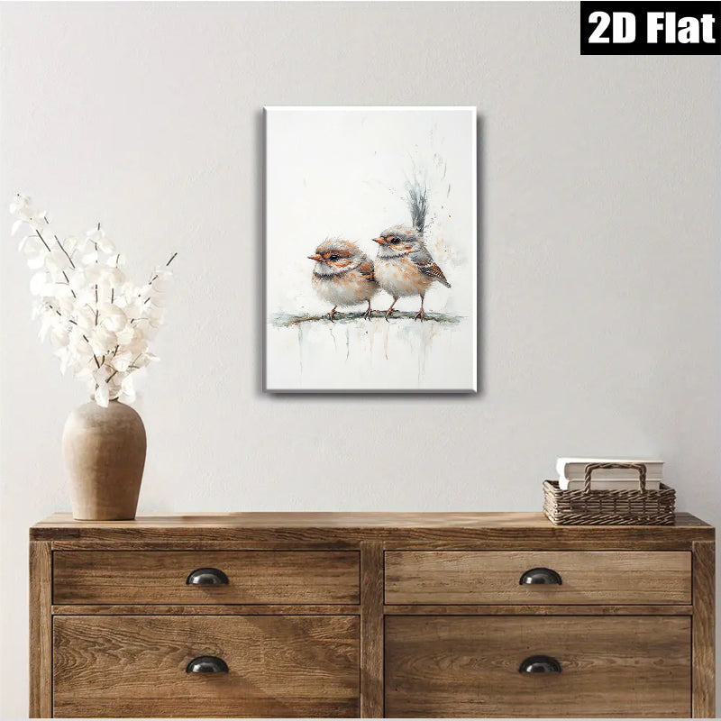 2D flat 1pc charming songbirds perched upon branch delightful wall art for living room bedroom farmhouse decor modern minimalist aesthetic gallery wrapped canvas prints